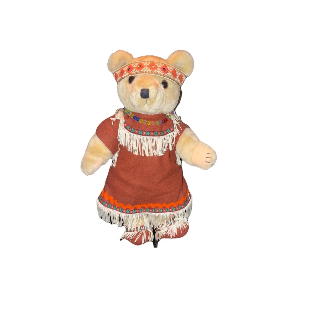 Vintage Native American Inspired Teddy Bear in Costume Dress Plush‎ Fringe